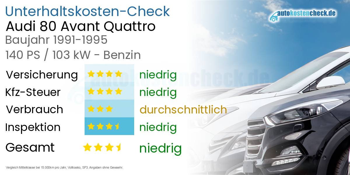 Unterhaltskosten Audi 80 Avant Quattro 