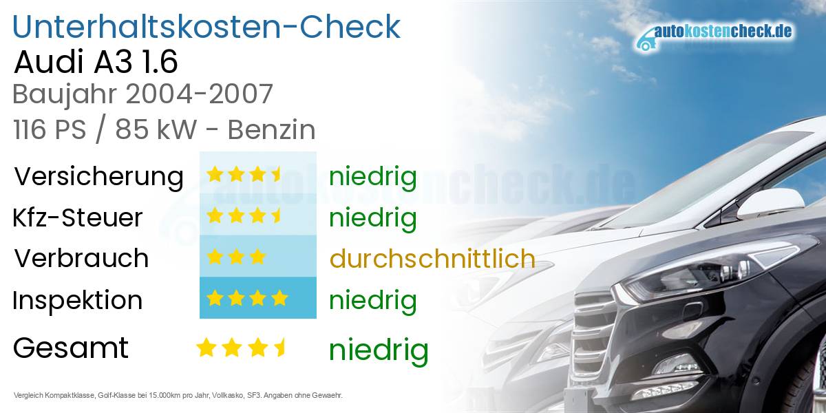 Unterhaltskosten Audi A3 1.6