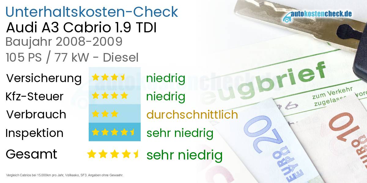 Unterhaltskosten Audi A3 Cabrio 1.9 TDI 