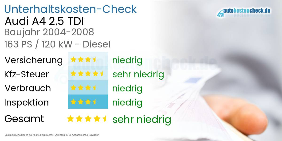 Unterhaltskosten Audi A4 2.5 TDI 