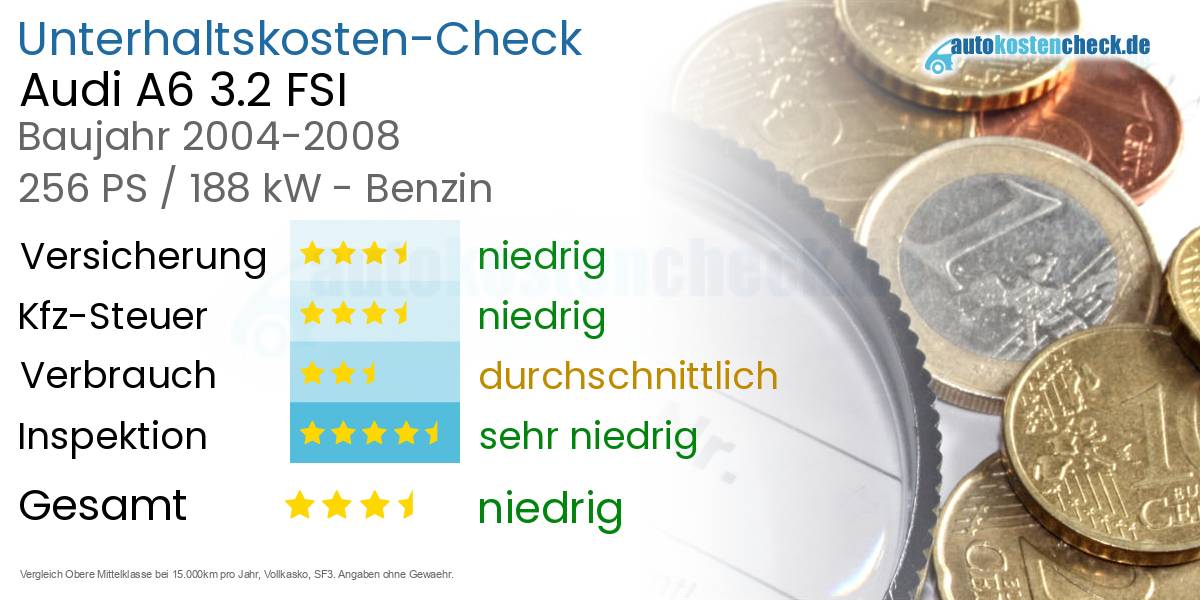 Unterhaltskosten Audi A6 3.2 FSI