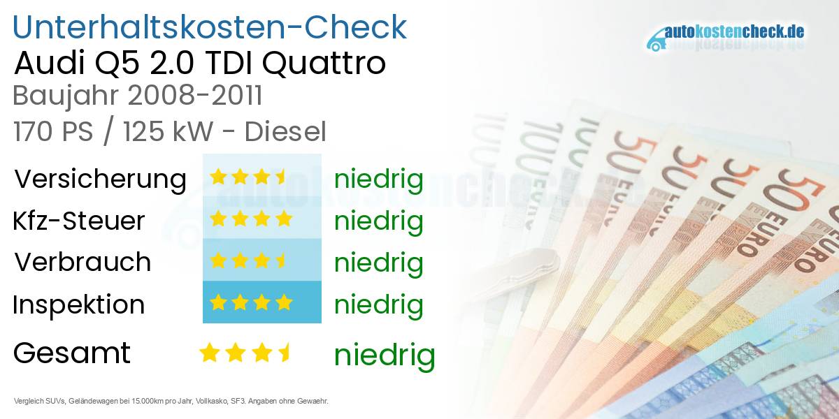 Unterhaltskosten Audi Q5 2.0 TDI Quattro