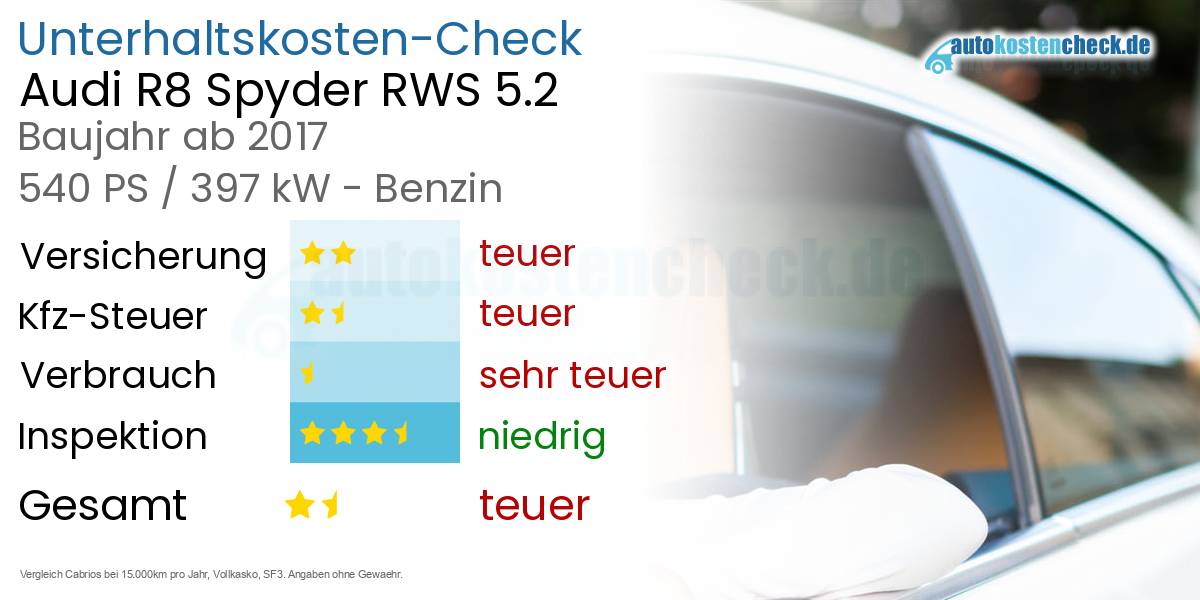 Unterhaltskosten Audi R8 Spyder RWS 5.2 