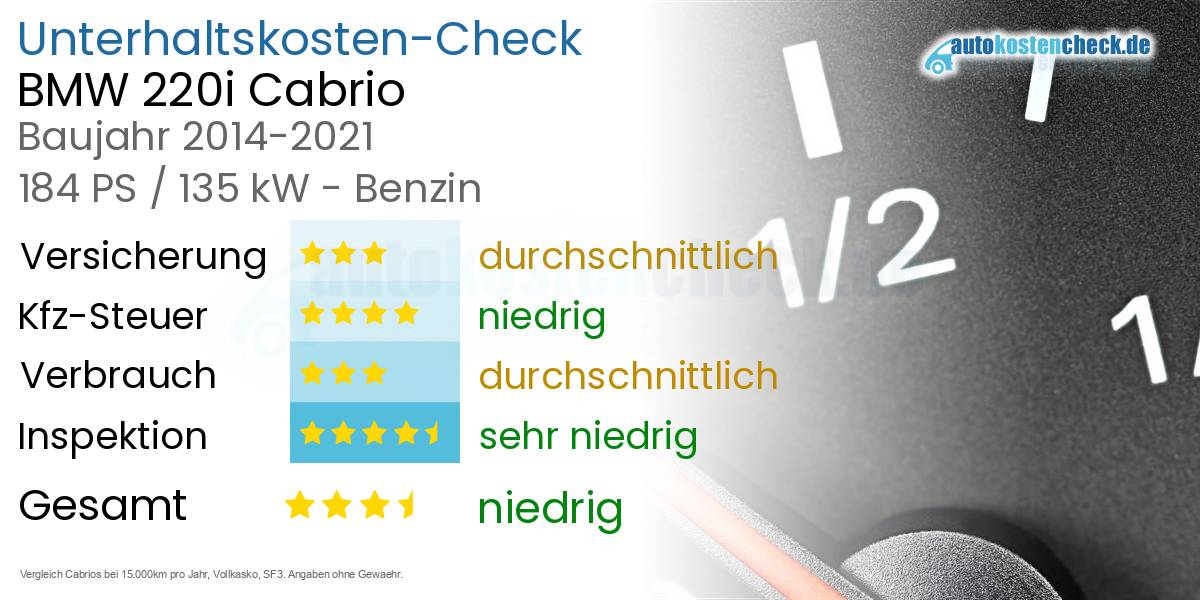 Unterhaltskosten BMW 220i Cabrio 