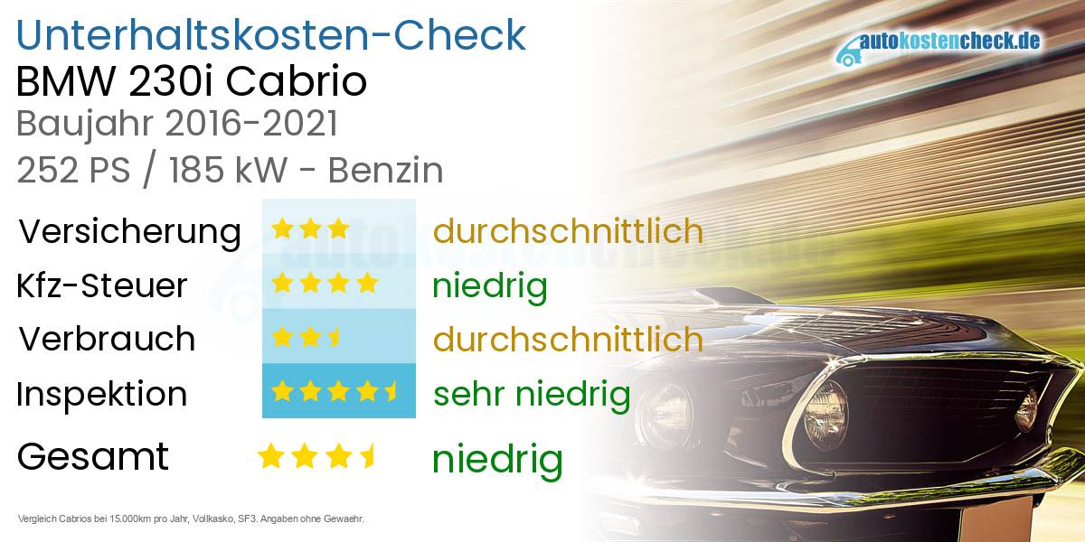 Unterhaltskosten BMW 230i Cabrio