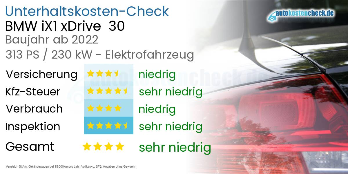 Unterhaltskosten BMW iX1 xDrive  30 