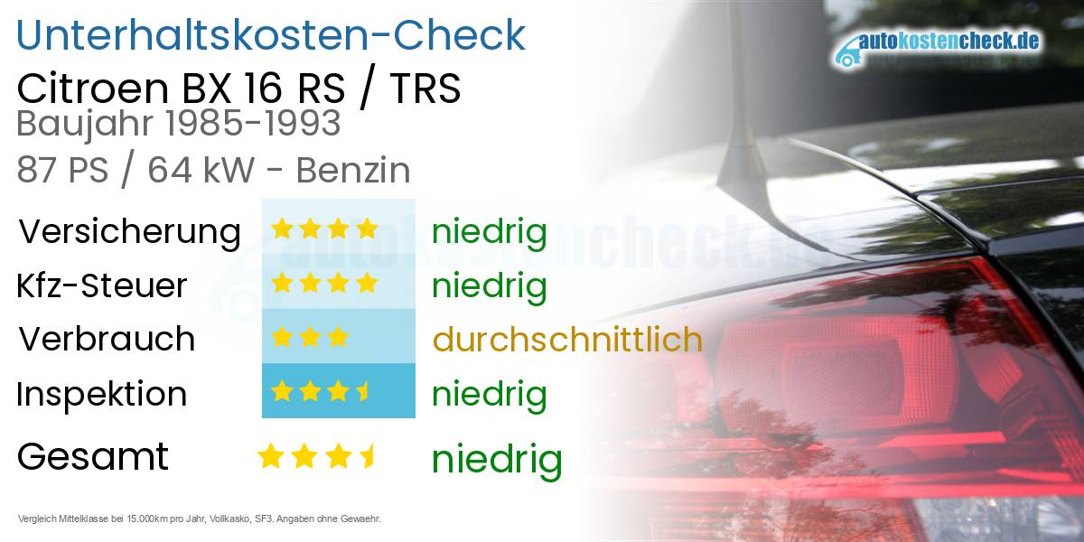 Unterhaltskosten Citroen BX 16 RS / TRS