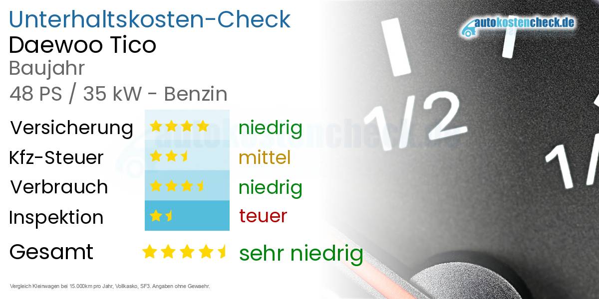 Unterhaltskosten Daewoo Tico