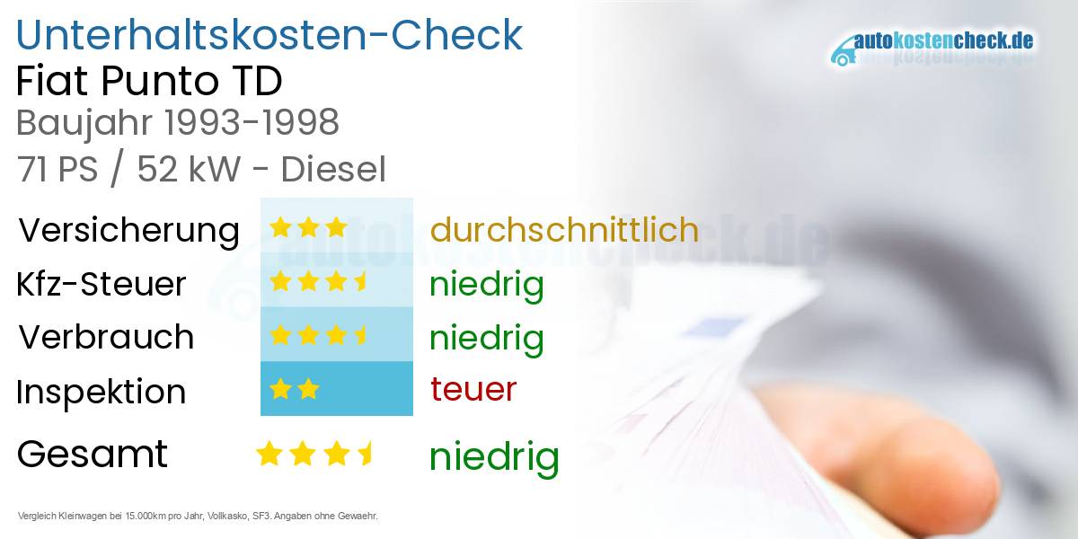 Unterhaltskosten Fiat Punto TD