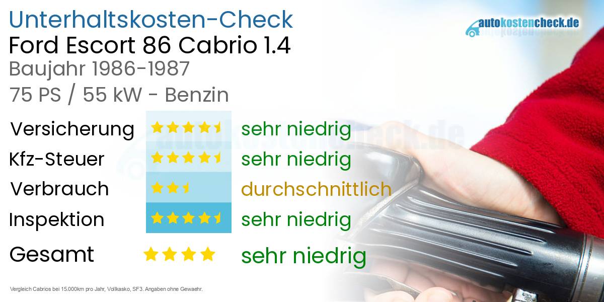 Unterhaltskosten Ford Escort 86 Cabrio 1.4 