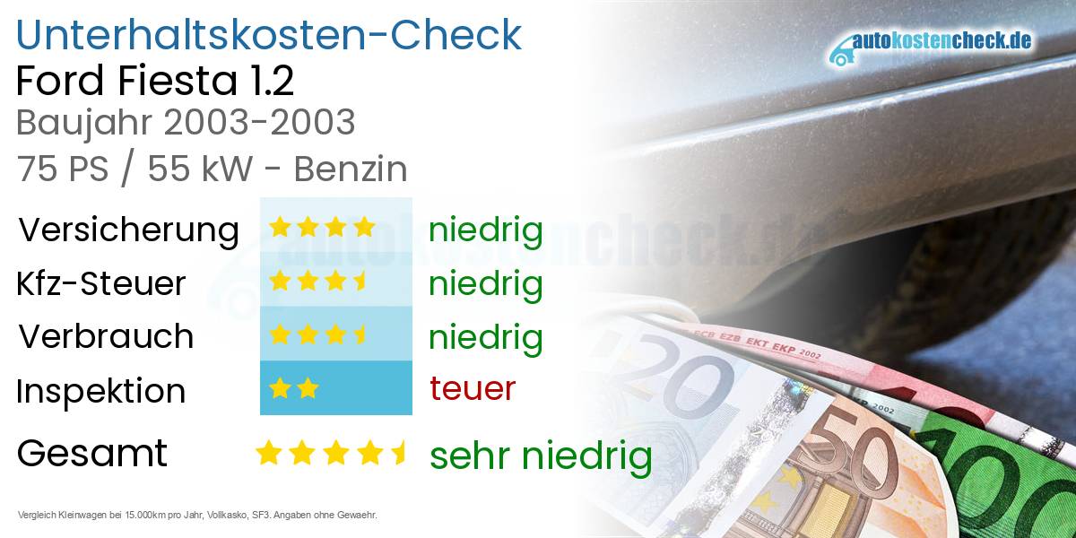 Unterhaltskosten Ford Fiesta 1.2 