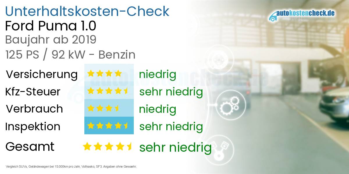 Unterhaltskosten Ford Puma 1.0 
