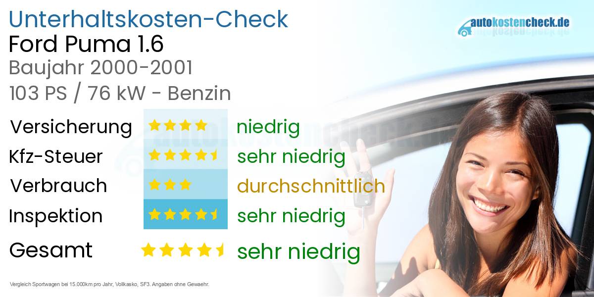 Unterhaltskosten Ford Puma 1.6 
