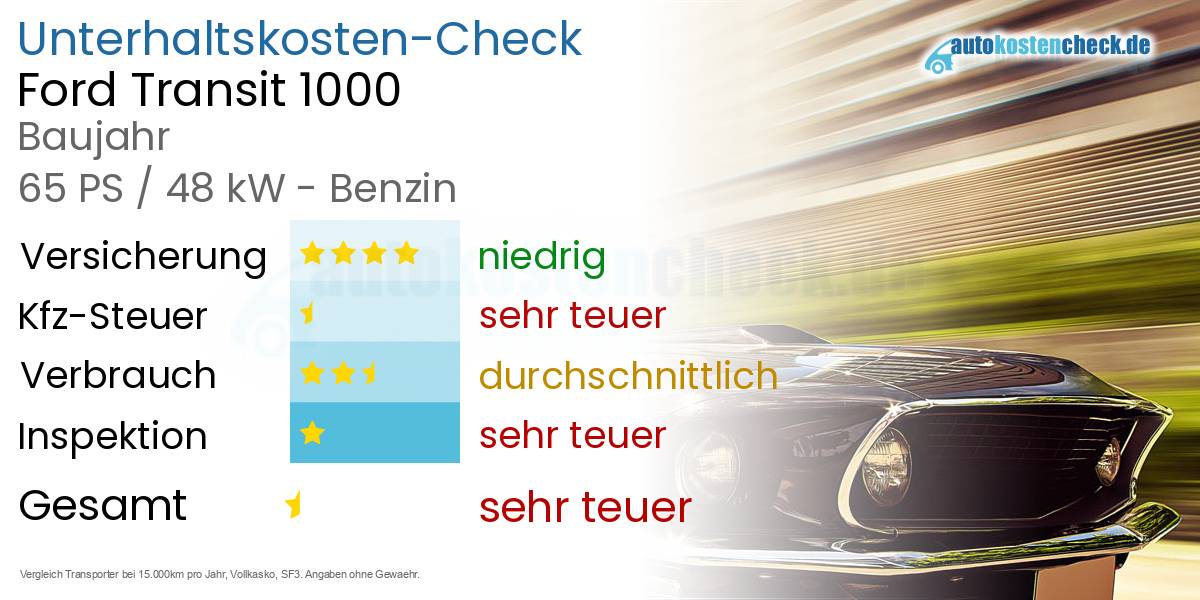 Unterhaltskosten Ford Transit 1000