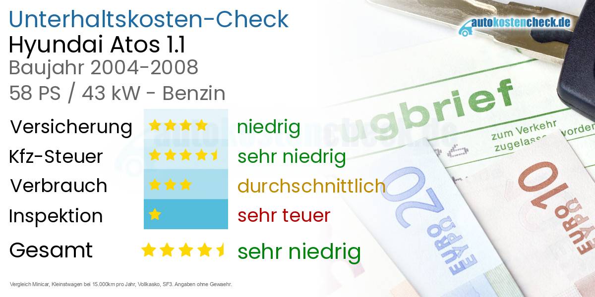 Unterhaltskosten Hyundai Atos 1.1 