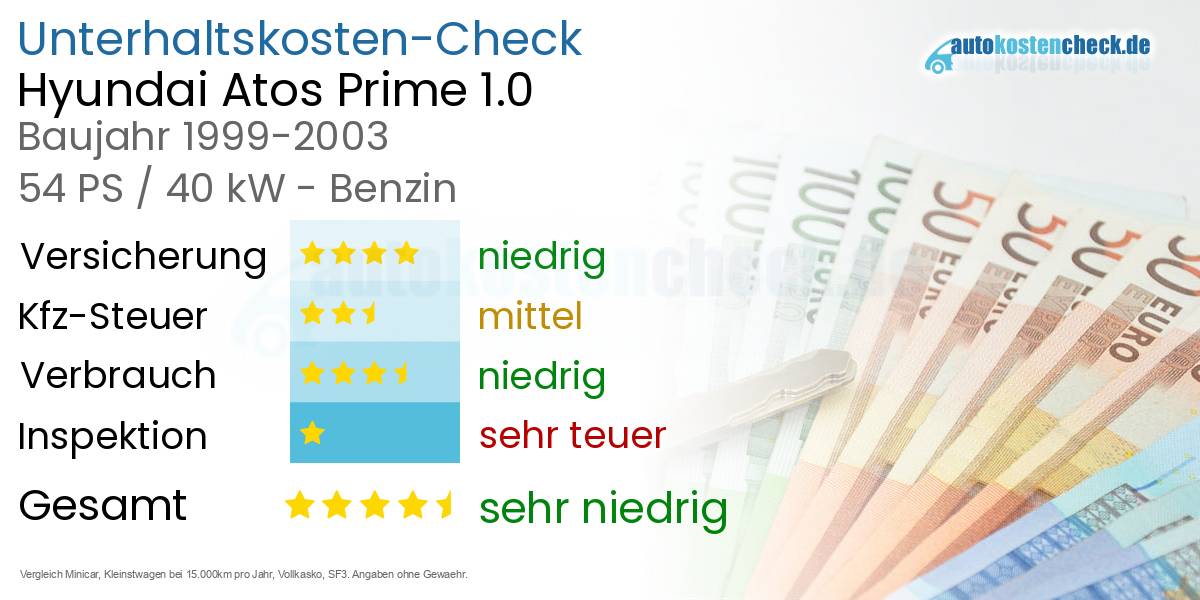 Unterhaltskosten Hyundai Atos Prime 1.0 