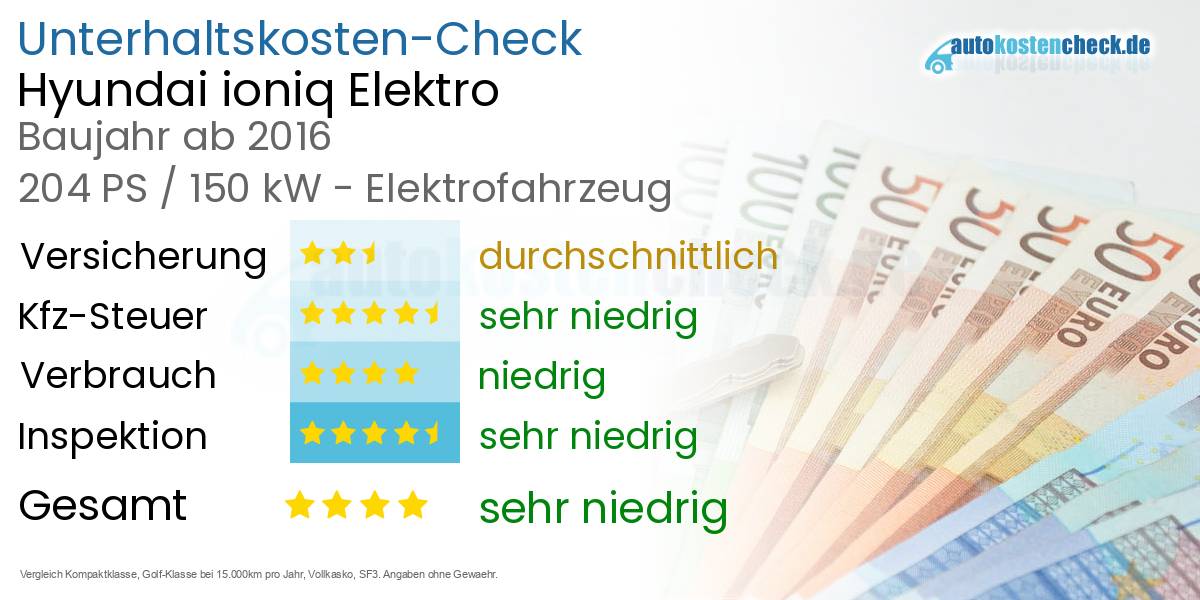 Unterhaltskosten Hyundai ioniq Elektro 
