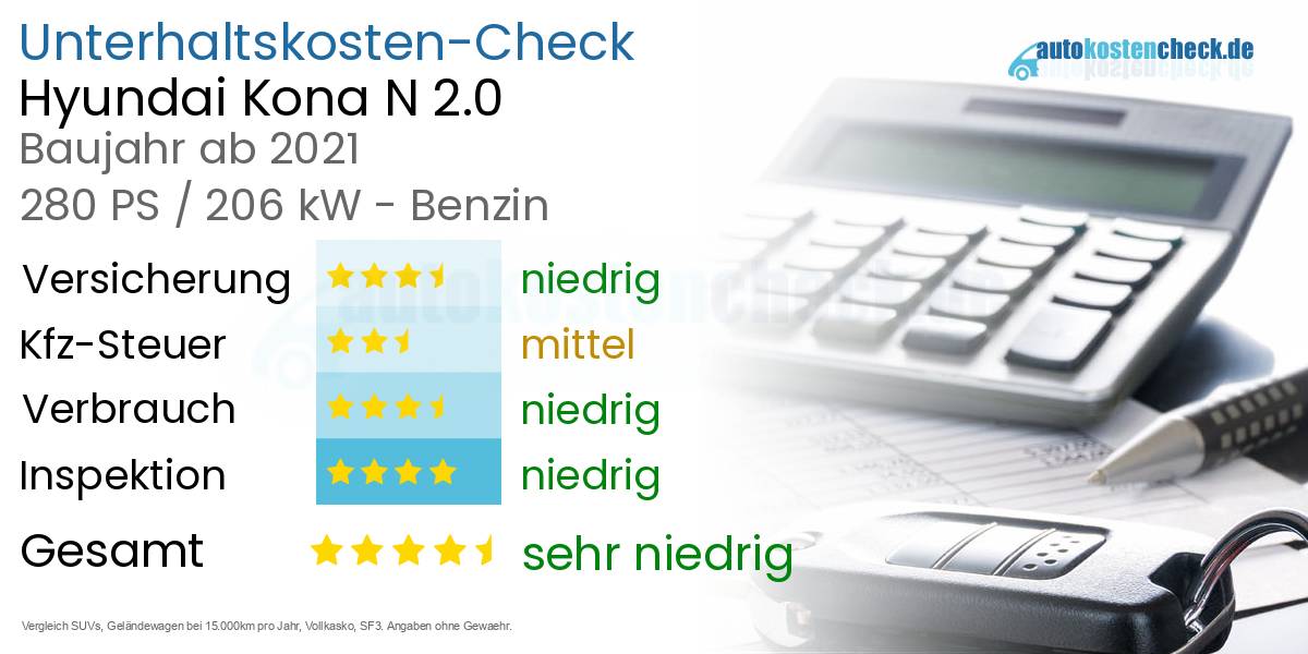 Unterhaltskosten Hyundai Kona N 2.0 