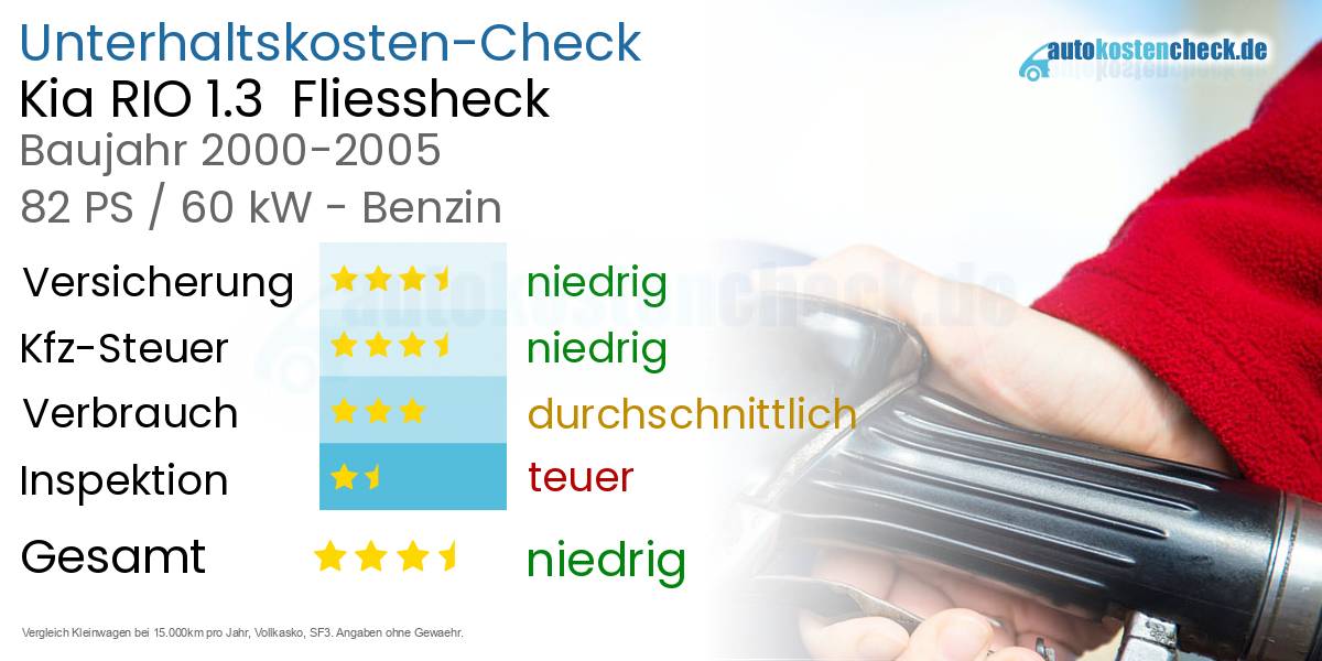 Unterhaltskosten Kia RIO 1.3  Fliessheck  