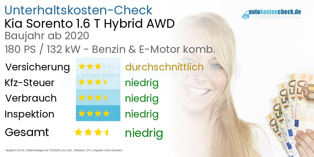 Unterhaltskosten Kia Sorento 1.6 T Hybrid AWD