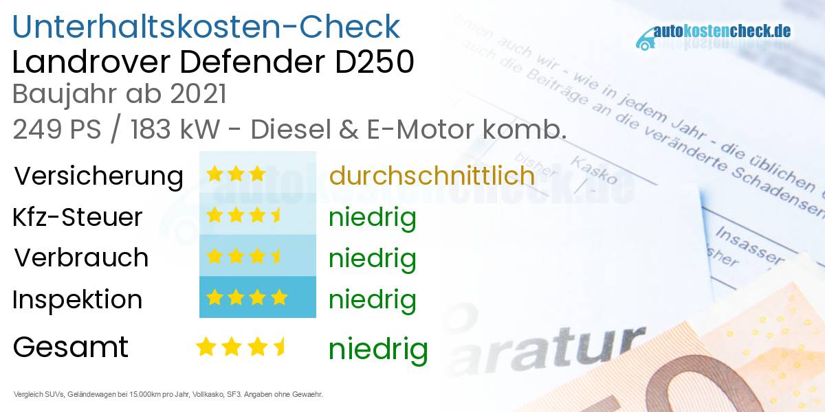 Unterhaltskosten Landrover Defender D250 