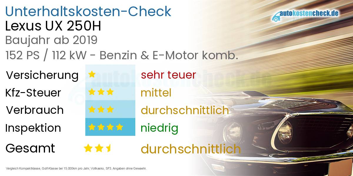 Unterhaltskosten Lexus UX 250H 