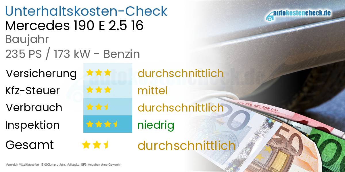 Unterhaltskosten Mercedes 190 E 2.5 16 
