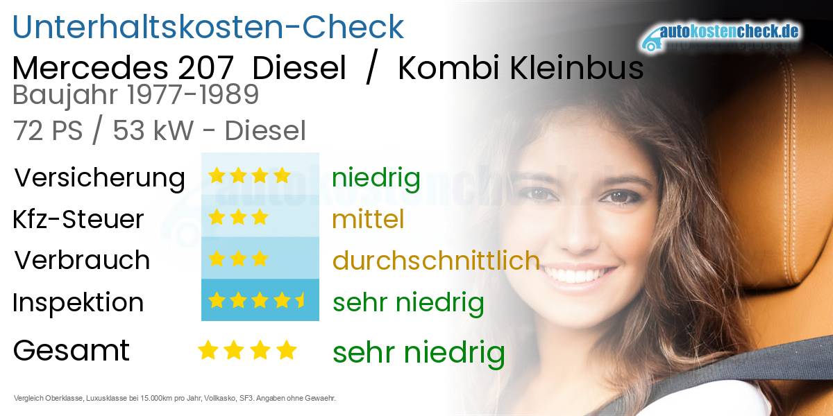 Unterhaltskosten Mercedes 207  Diesel  /  Kombi Kleinbus 