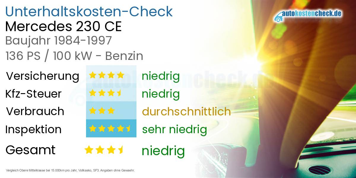 Unterhaltskosten Mercedes 230 CE 