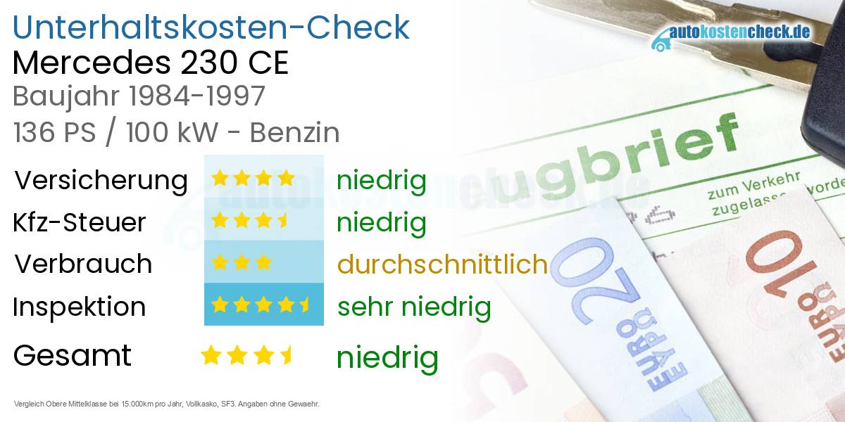 Unterhaltskosten Mercedes 230 CE 
