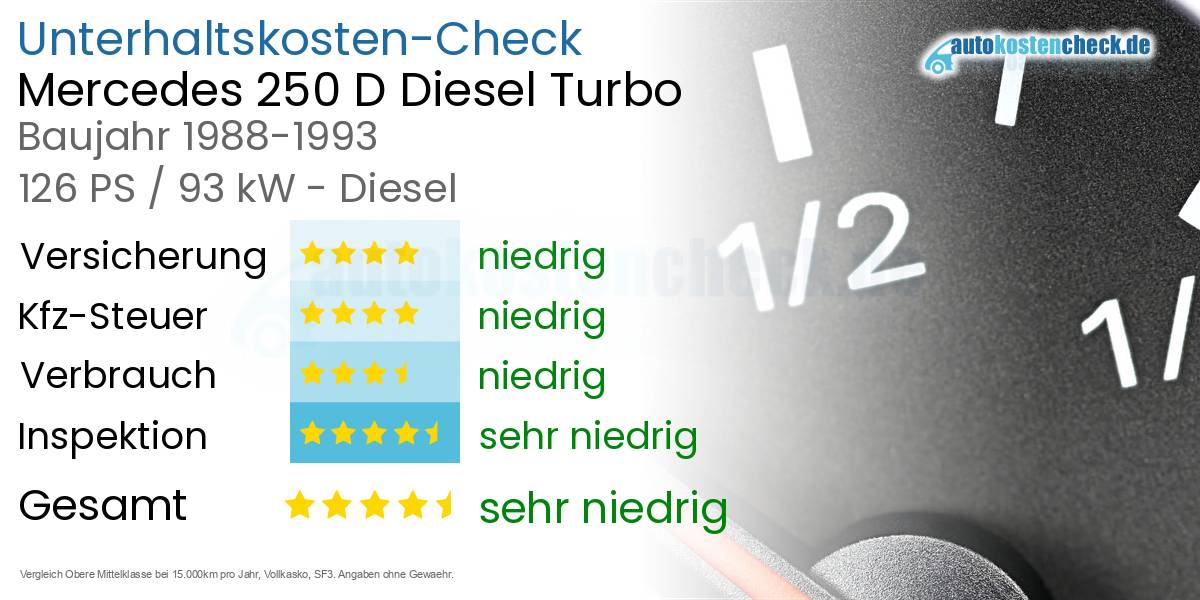 Unterhaltskosten Mercedes 250 D Diesel Turbo