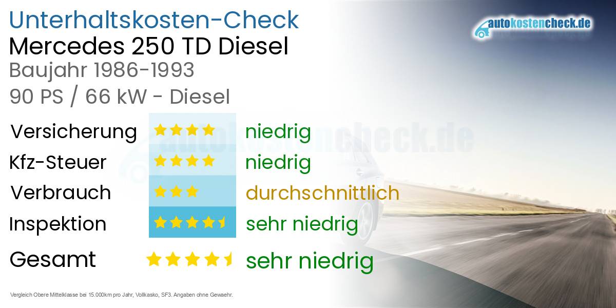 Unterhaltskosten Mercedes 250 TD Diesel 