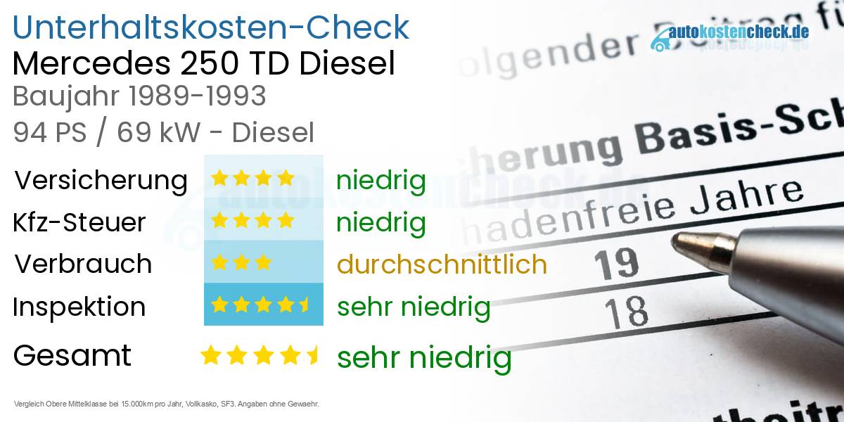 Unterhaltskosten Mercedes 250 TD Diesel 