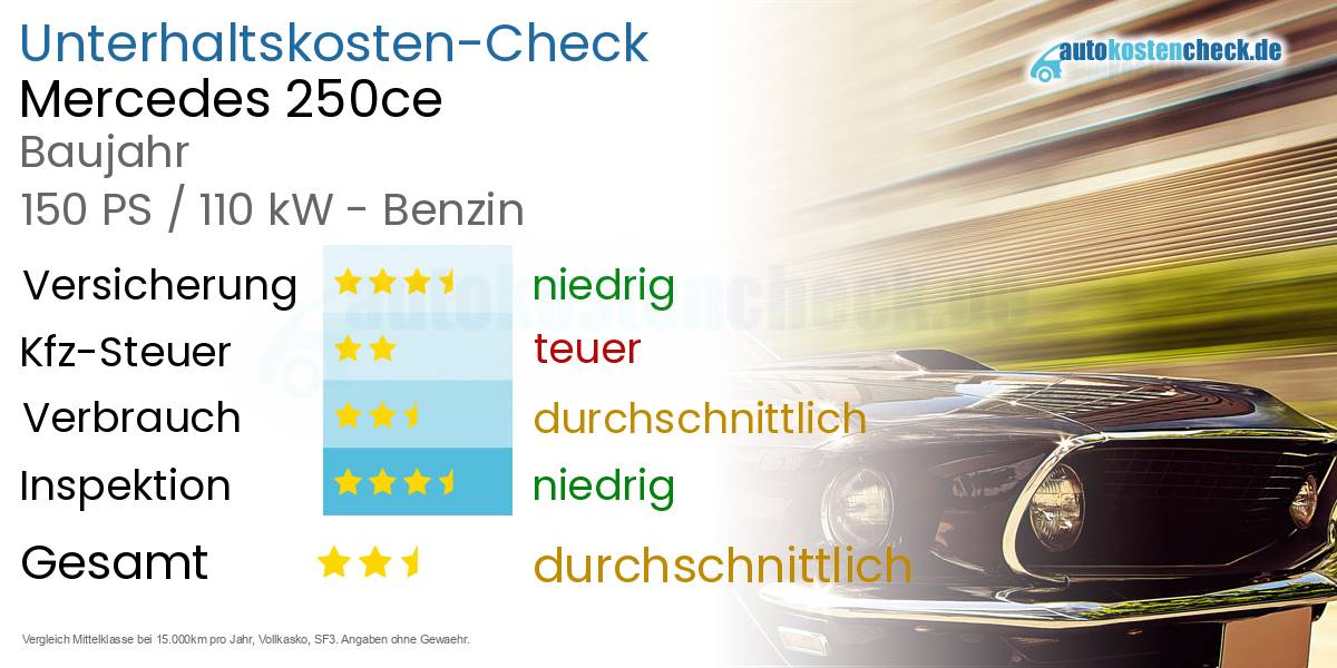 Unterhaltskosten Mercedes 250ce 