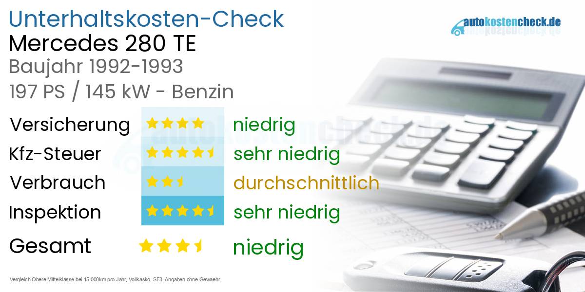 Unterhaltskosten Mercedes 280 TE 