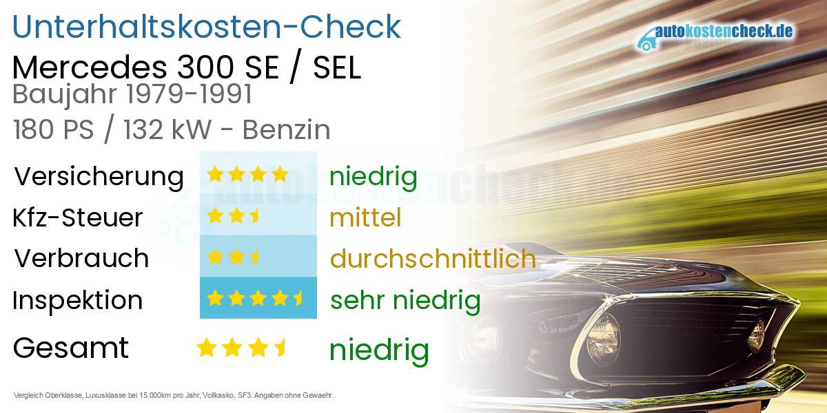 Unterhaltskosten Mercedes 300 SE / SEL