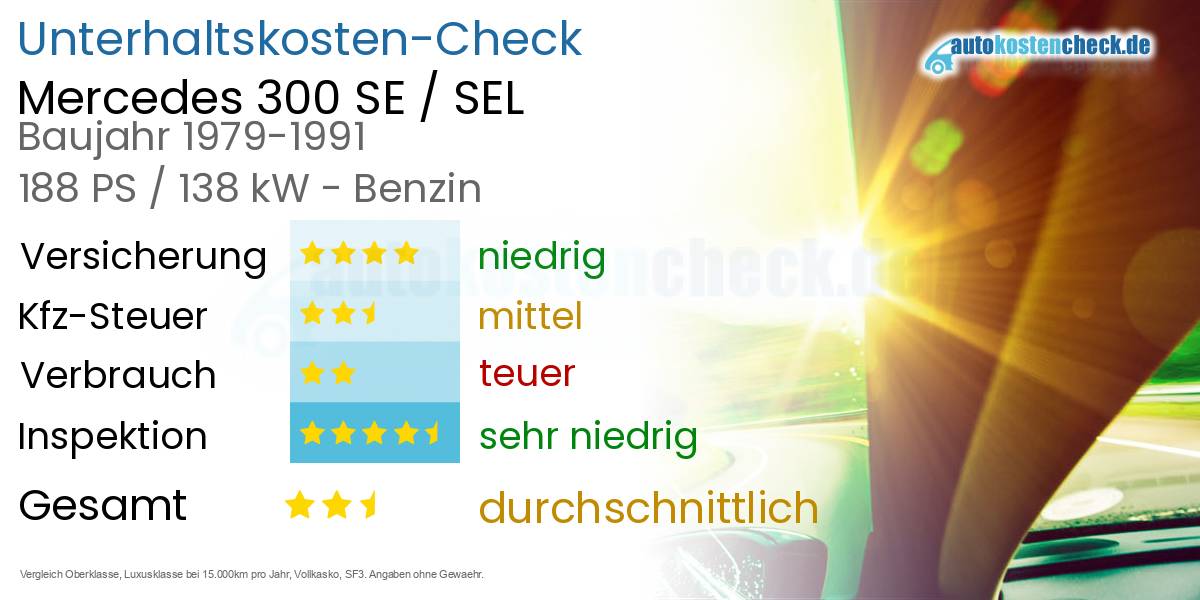 Unterhaltskosten Mercedes 300 SE / SEL
