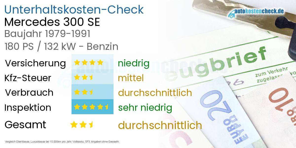Unterhaltskosten Mercedes 300 SE 