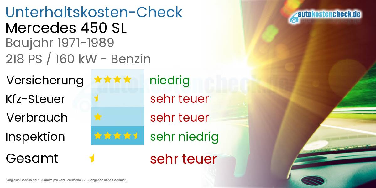 Unterhaltskosten Mercedes 450 SL 