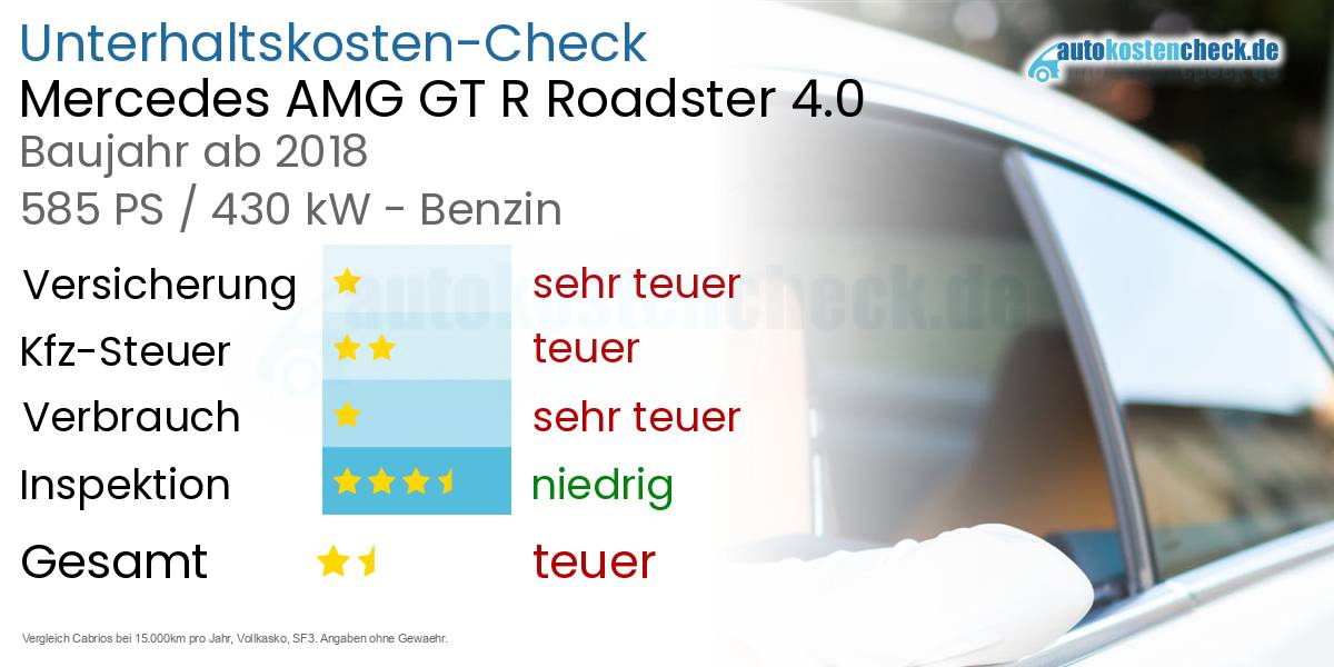 Unterhaltskosten Mercedes AMG GT R Roadster 4.0 