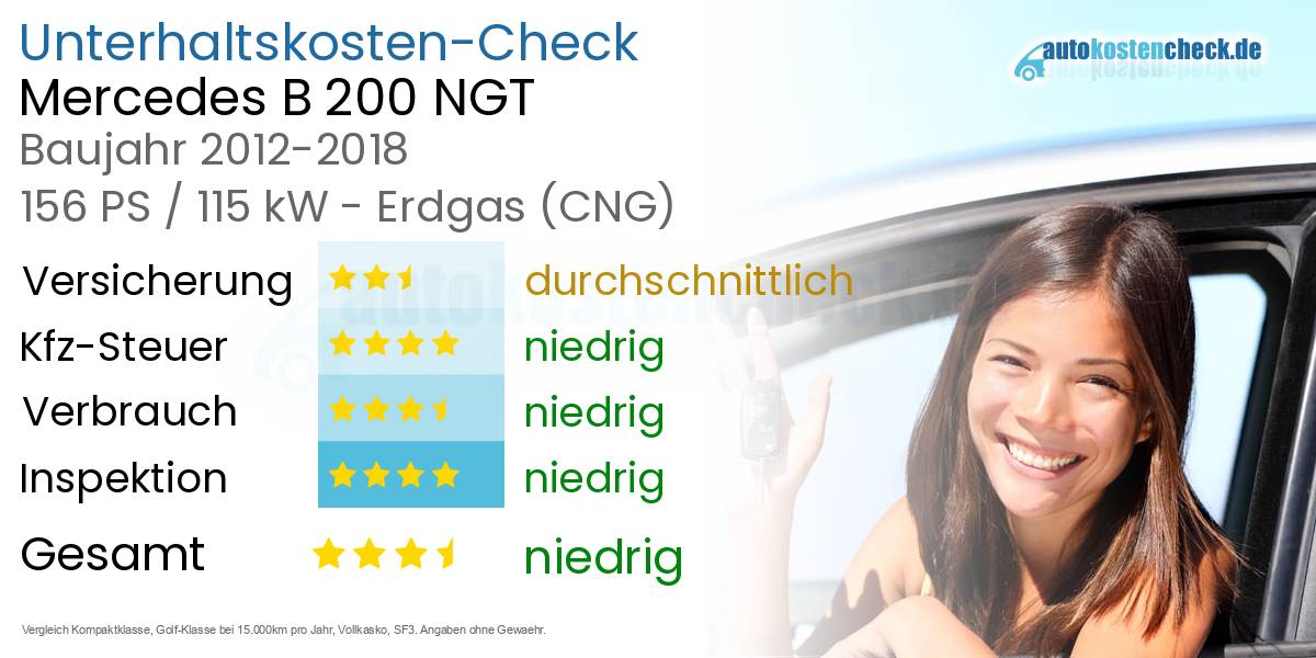 Unterhaltskosten Mercedes B 200 NGT 
