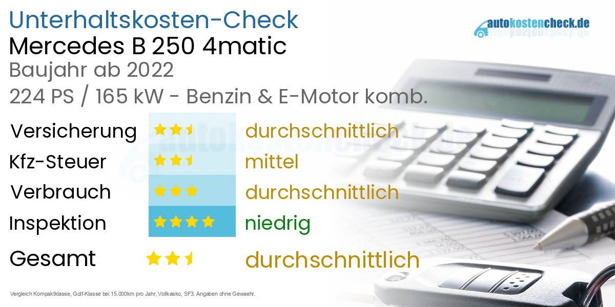 Unterhaltskosten Mercedes B 250 4matic 