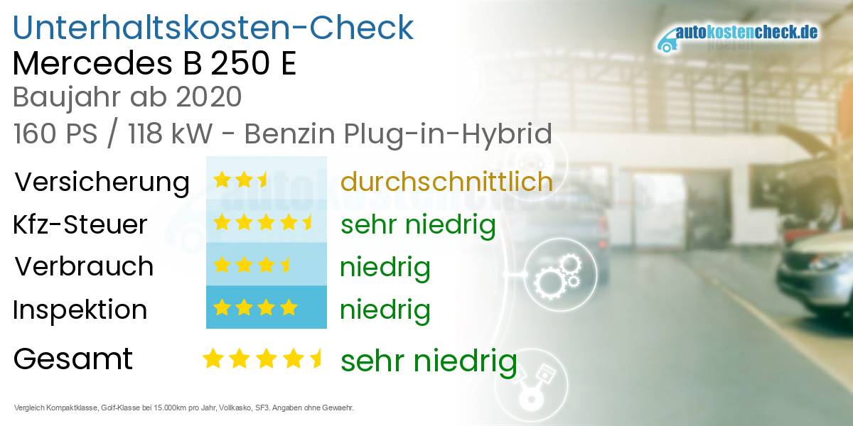 Unterhaltskosten Mercedes B 250 E 