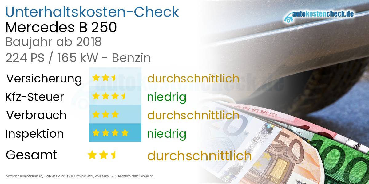 Unterhaltskosten Mercedes B 250 