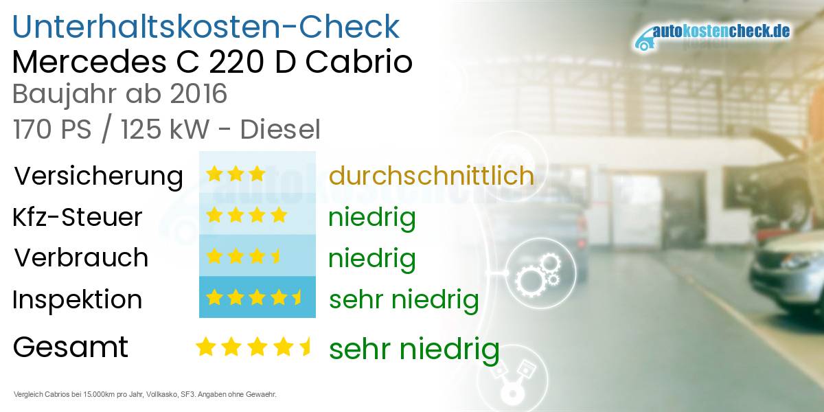 Unterhaltskosten Mercedes C 220 D Cabrio
