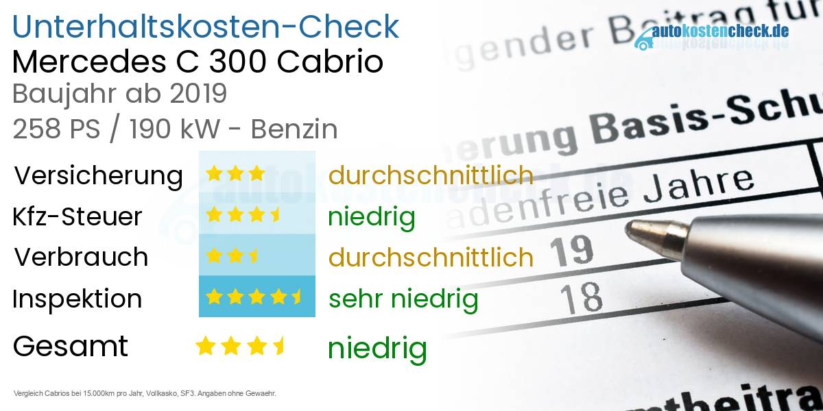 Unterhaltskosten Mercedes C 300 Cabrio 