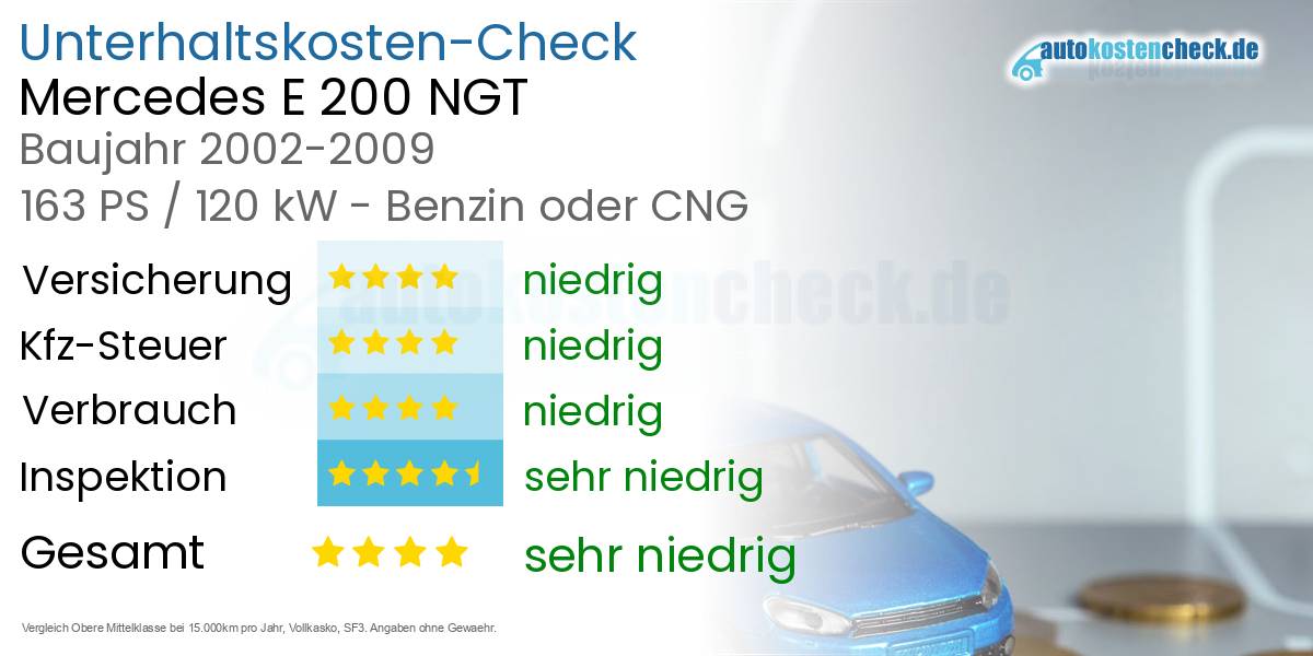 Unterhaltskosten Mercedes E 200 NGT 
