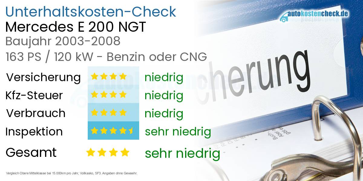 Unterhaltskosten Mercedes E 200 NGT 