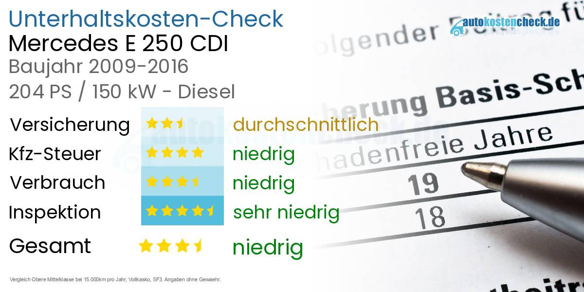 Unterhaltskosten Mercedes E 250 CDI