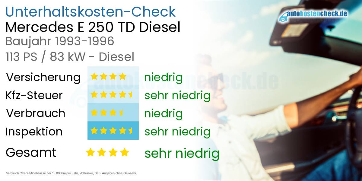 Unterhaltskosten Mercedes E 250 TD Diesel 